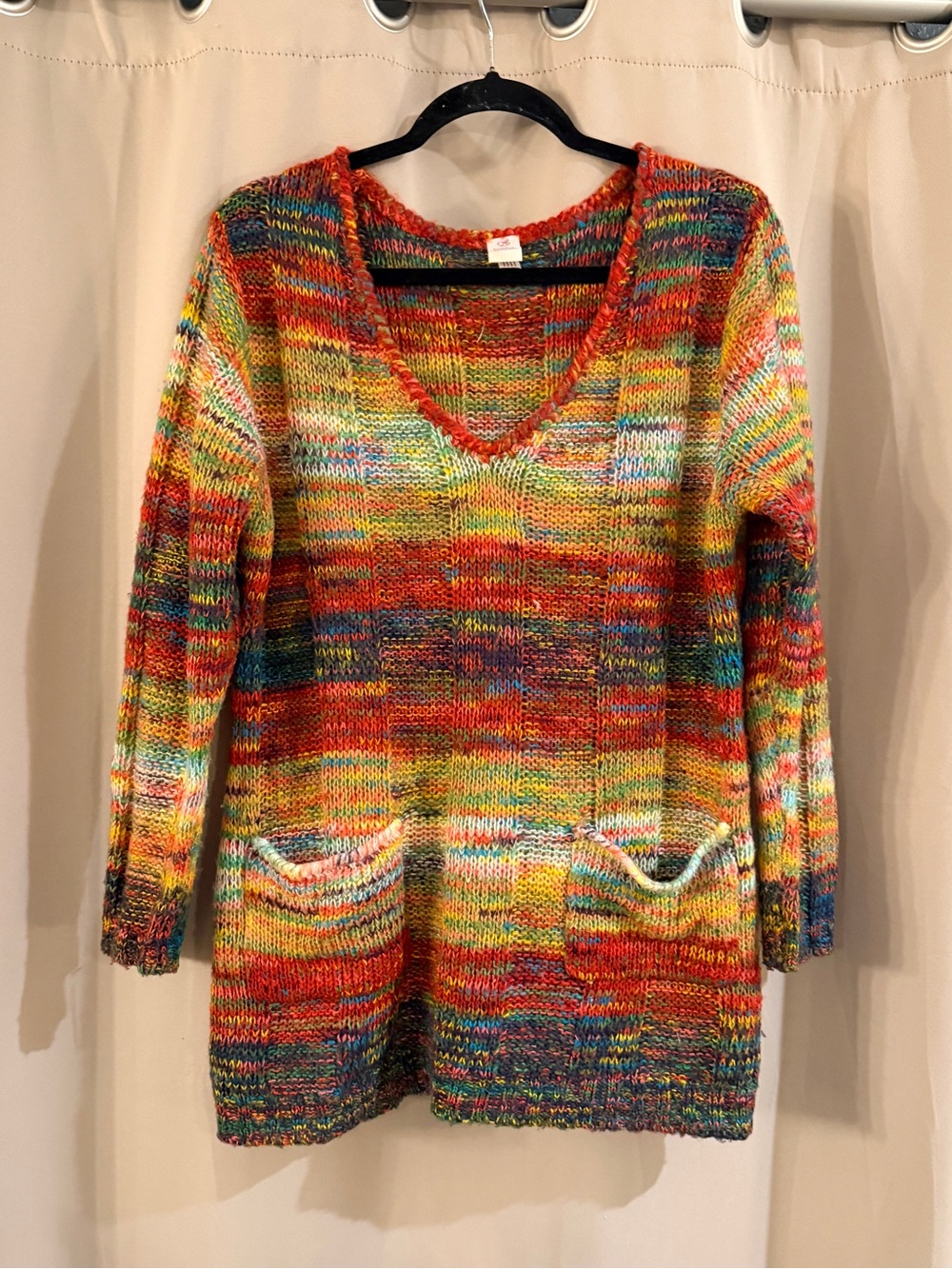 Bobbie Brooks Multicolor Knit Sweater with Red Trim
